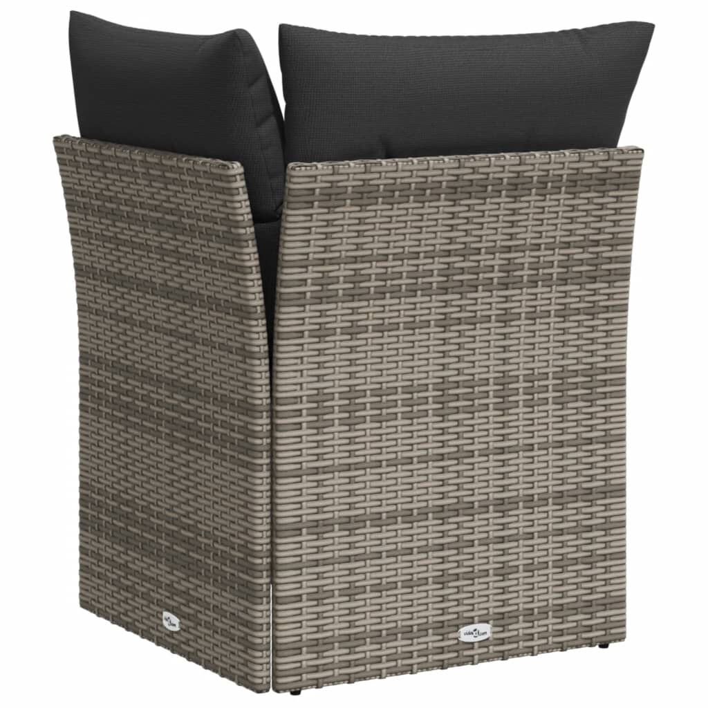 vidaXL Garden Sofa Corner with Cushions Grey Poly Rattan