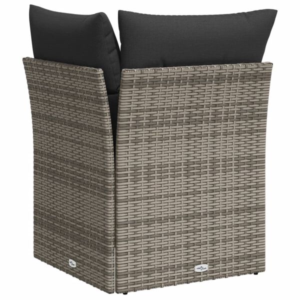vidaXL Garden Sofa Corner with Cushions Grey Poly Rattan