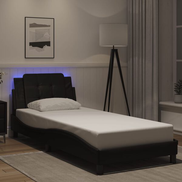 vidaXL Bed Frame with LED without Mattress "Zadar" Black 100x190 cm
