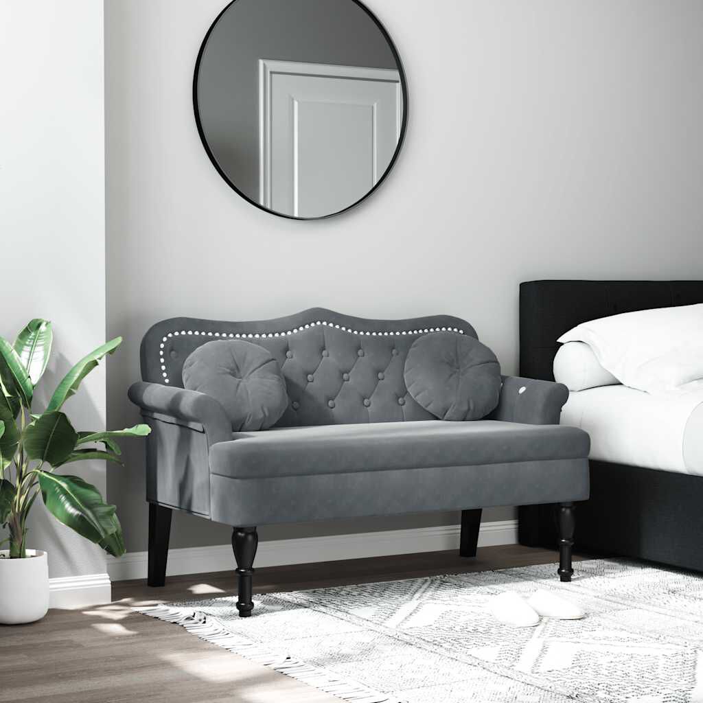 vidaXL Bench with Cushions Dark Grey 120.5x65x75 cm Velvet