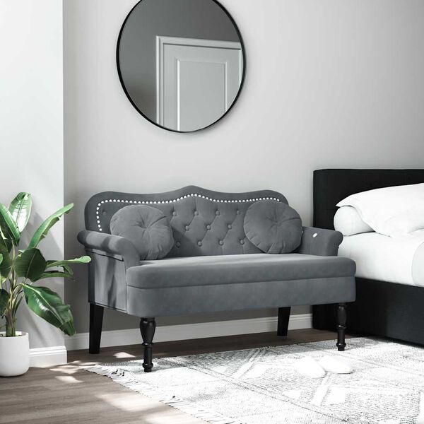 vidaXL Bench with Cushions Dark Grey 120.5x65x75 cm Velvet