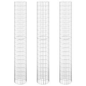 vidaXL Circular Gabion Raised Beds 3 pcs Galvanised Steel &Oslash;30x200 cm