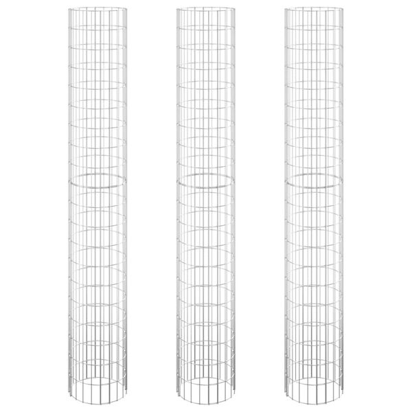 vidaXL Circular Gabion Raised Beds 3 pcs Galvanised Steel Ø30x200 cm