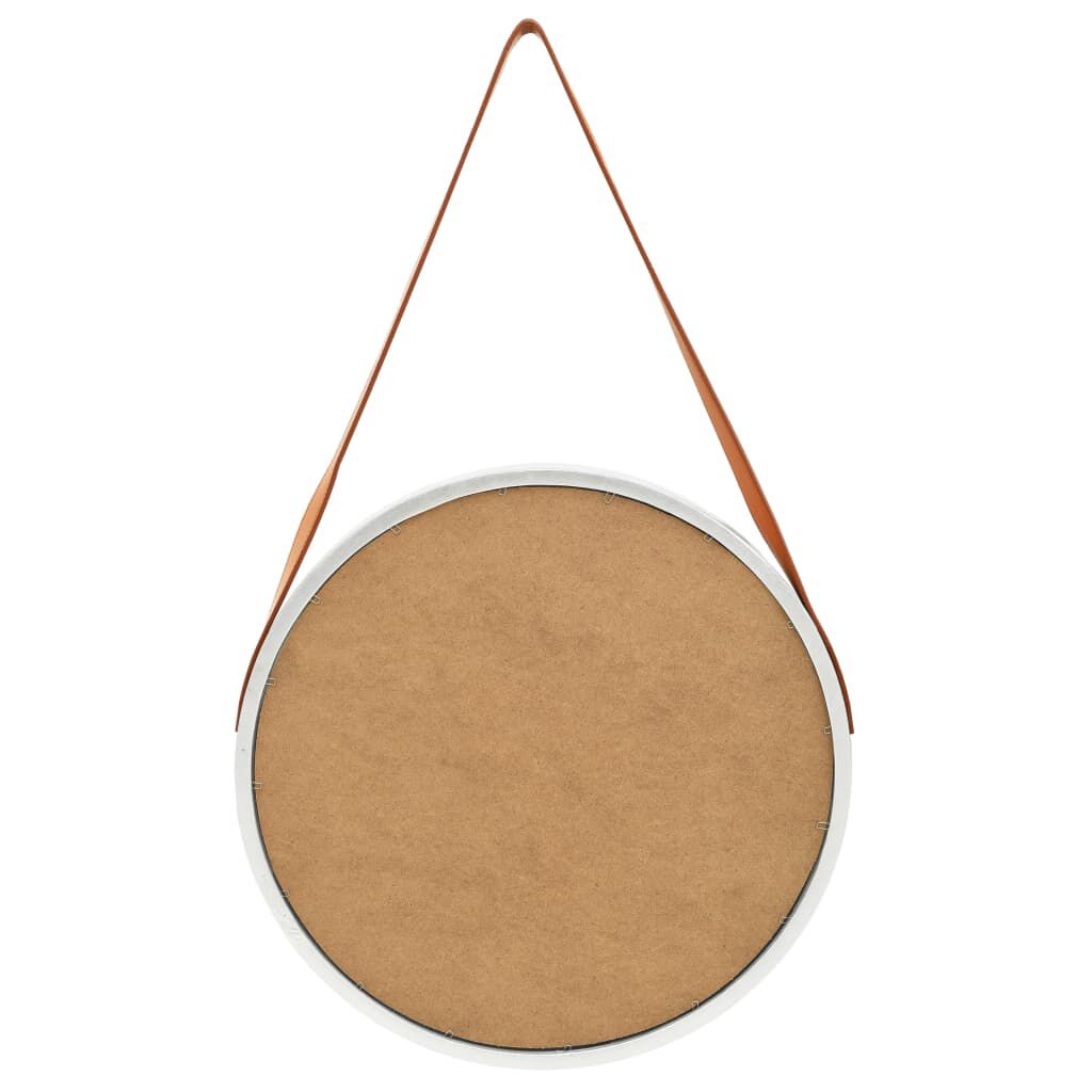 vidaXL Wall Mirror with Strap 50 cm Silver