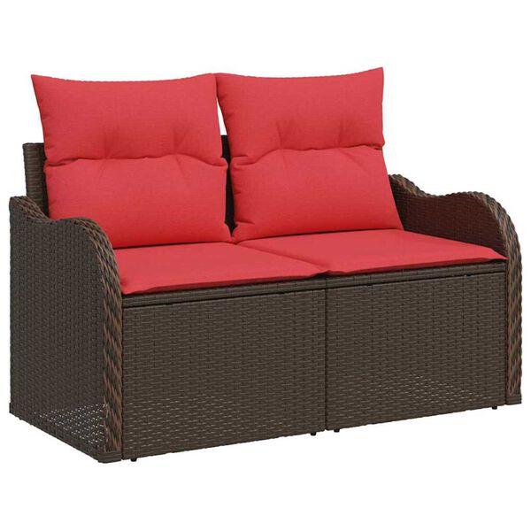vidaXL Garden Sofa Set with Cushion 7 pcs Brown Poly rattan