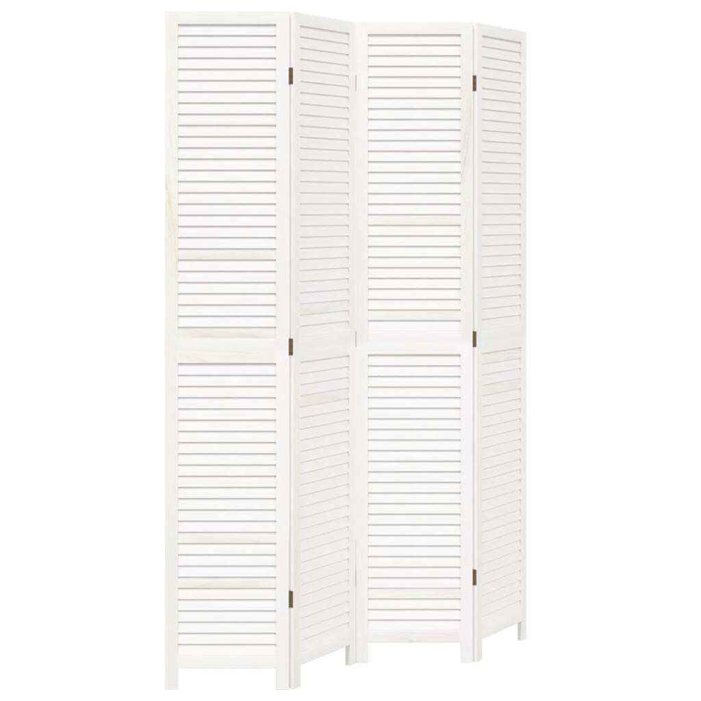 vidaXL Room Divider 4 Panels White Solid Wood Paulownia