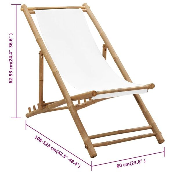 vidaXL Outdoor Deck Chair Bamboo and Canvas