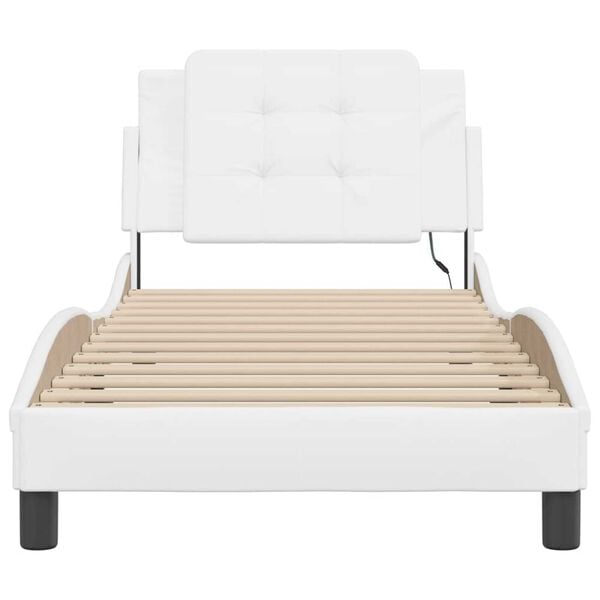 vidaXL Bed Frame with LED without Mattress "Zadar" White 100x203 cm