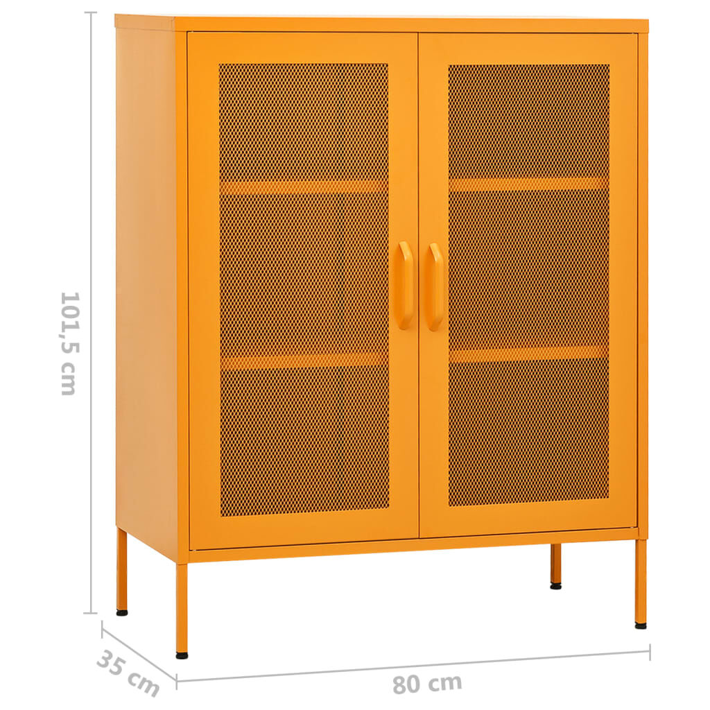 vidaXL Storage Cabinet Mustard Yellow 80x35x101.5 cm Steel