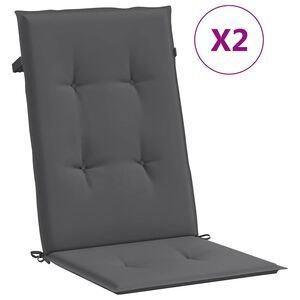 vidaXL Garden Highback Chair Cushions 2 pcs Anthracite 120x50x2 cm Fabric