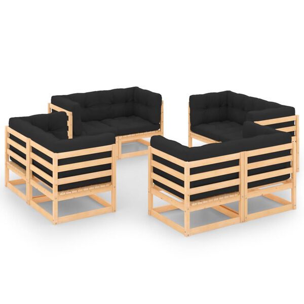 vidaXL 8 Piece Garden Lounge Set with Cushions Solid Pinewood