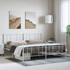 vidaXL Metal Bed Frame without Mattress with Footboard White 193x203cm