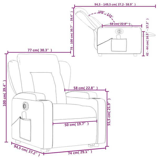 vidaXL Electric Stand up Massage Recliner Chair Cream Faux Leather