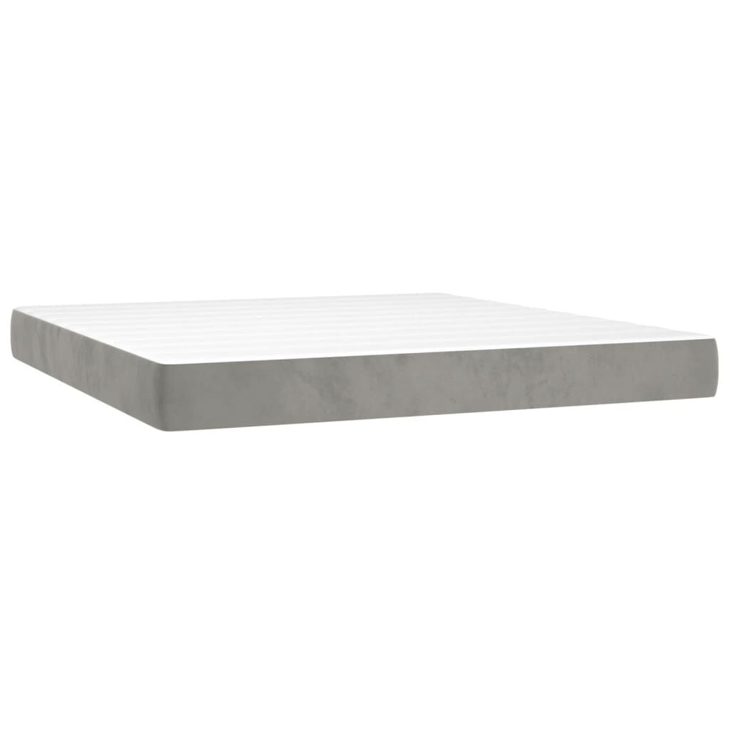 vidaXL Box Spring Bed with Mattress Light Grey 183x213 cm California King Velvet