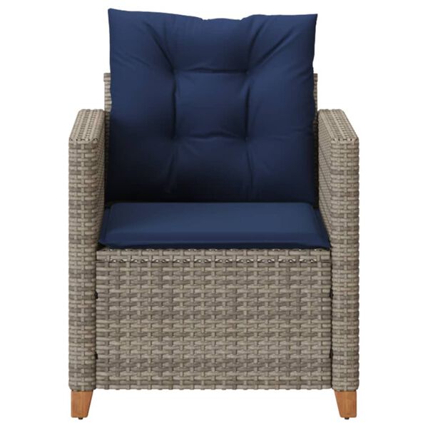 vidaXL Garden Chair with Cushions Grey Poly Rattan