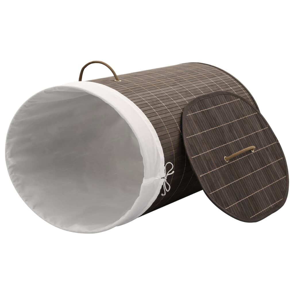 vidaXL Bamboo Laundry Bin Oval Dark Brown