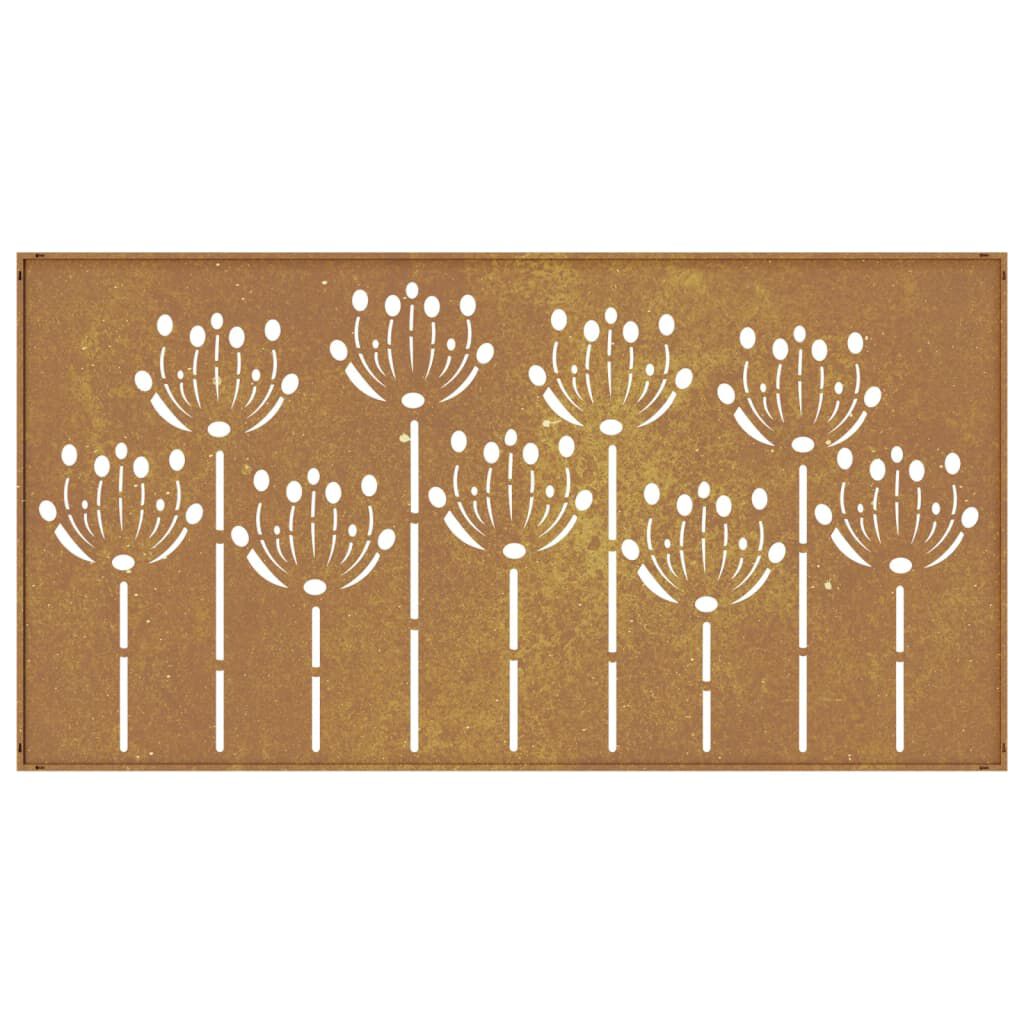 vidaXL Garden Wall Decoration 105x55 cm Corten Steel Flower Design