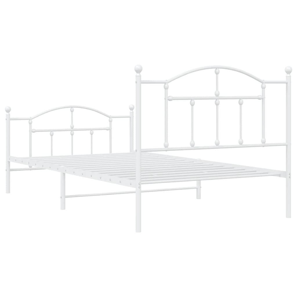 vidaXL Metal Bed Frame without Mattress with Footboard White 100x200cm