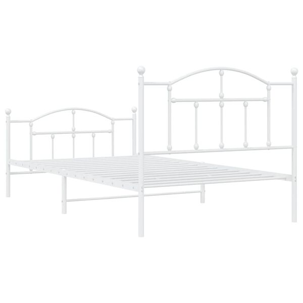 vidaXL Metal Bed Frame without Mattress with Footboard White 100x200cm