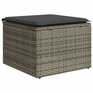 vidaXL Garden Stool with Cushion Grey 55x55x37 cm Poly Rattan