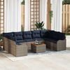 vidaXL Garden Sofa Set with Cushion 10 pcs Grey Poly Rattan