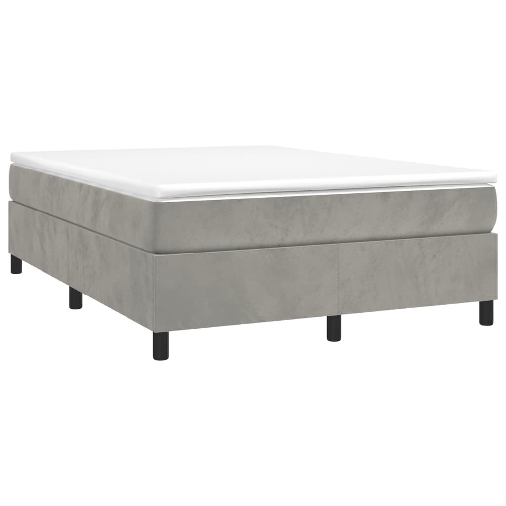 vidaXL Box Spring Bed with Mattress Light Grey 137x190 cm Full Velvet