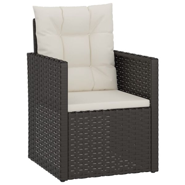 vidaXL Garden Armchair with Cushions Black Poly Rattan