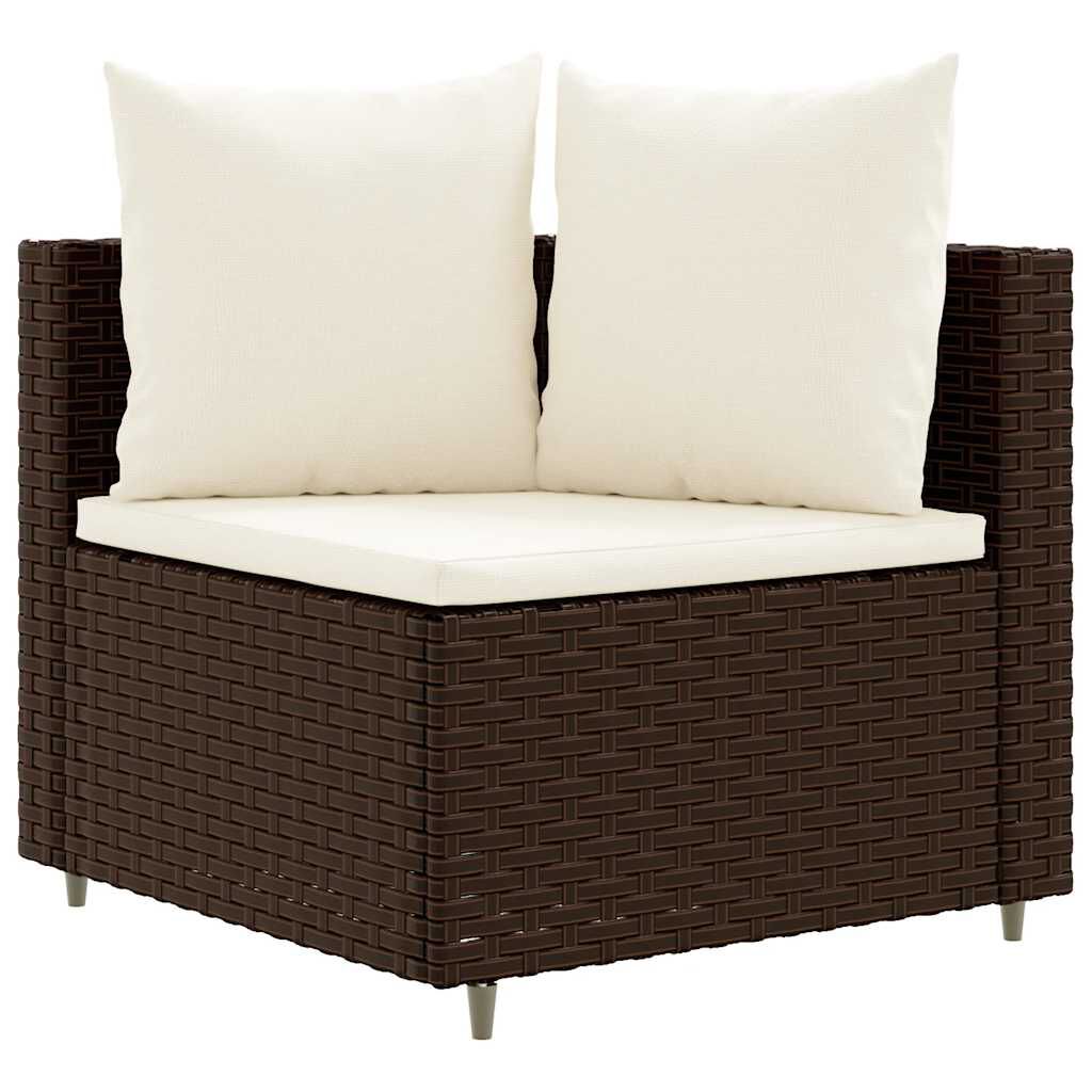 vidaXL 7 Piece Garden Sofa Set with Cushions Brown Poly Rattan