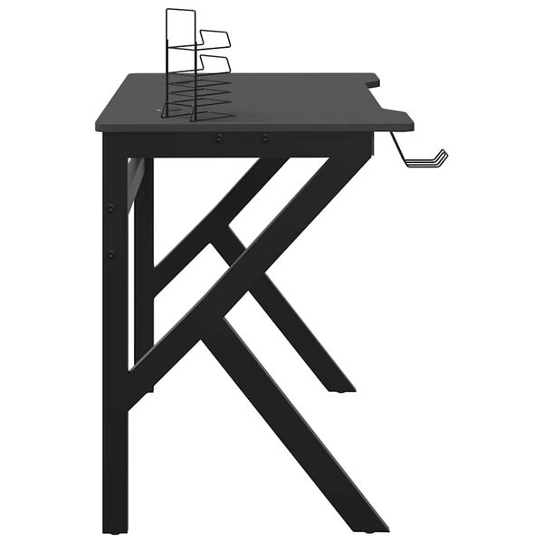 vidaXL Gaming Desk with K Shape Legs Black 90x60x75 cm