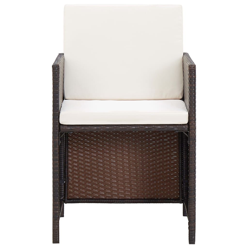vidaXL 5 Piece Outdoor Dining Set with Cushions Poly Rattan Brown