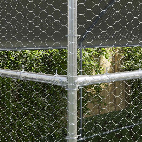 vidaXL Chicken Cage 4 pcs Silver 800 x 200 x 200 cm Steel and PE