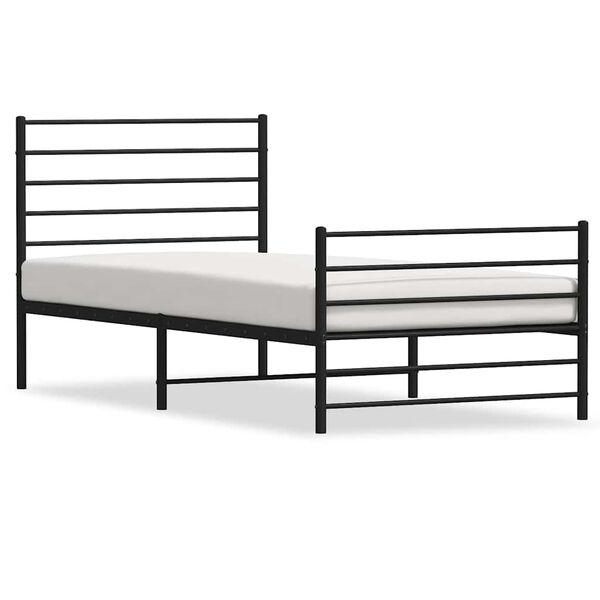 vidaXL Metal Bed Frame without Mattress with Footboard Black 100x190cm