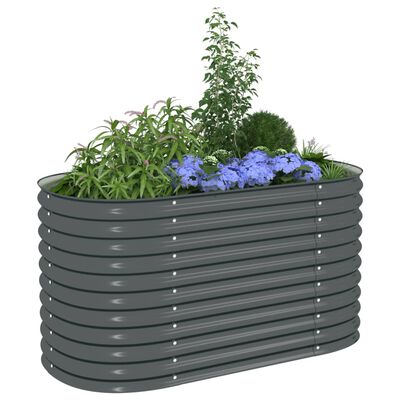 vidaXL Garden Raised Bed 160x80x81 cm Galvanised Steel Grey