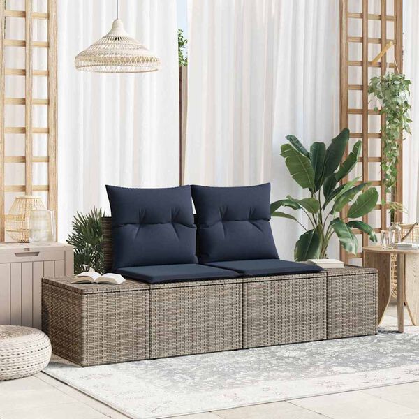 vidaXL Garden Sofa with Cushion 184 x 62 x 69 cm Poly Rattan