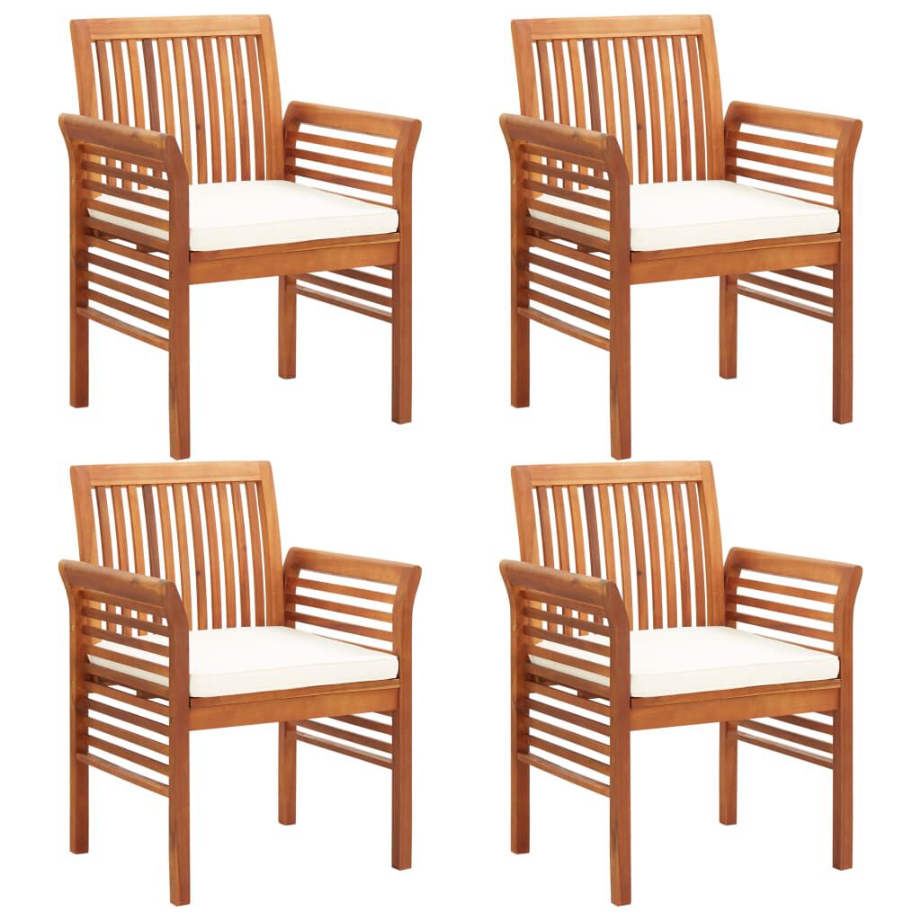 vidaXL 5 Piece Outdoor Dining Set with Cushions Solid Wood Acacia