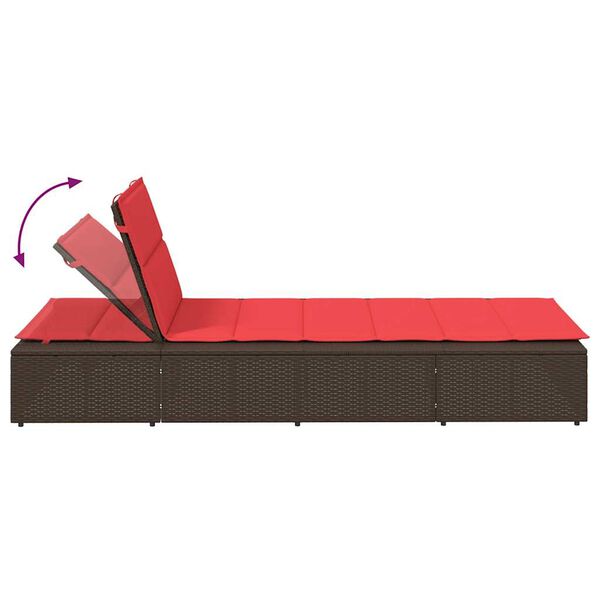 vidaXL Sunbed with Floating Cushion Brown Poly Rattan