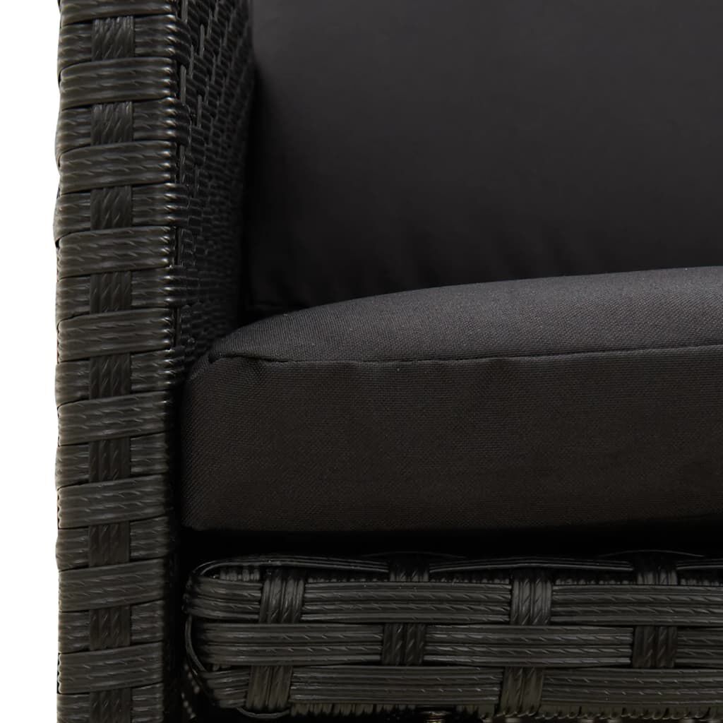 vidaXL Garden Chairs with Cushions 4 pcs Poly Rattan Black