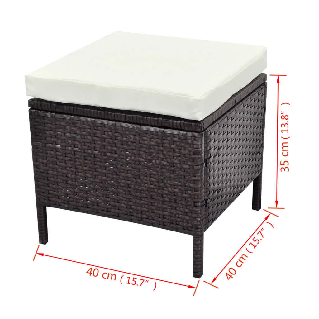 vidaXL 4 Piece Garden Lounge Set with Cushions Poly Rattan Brown