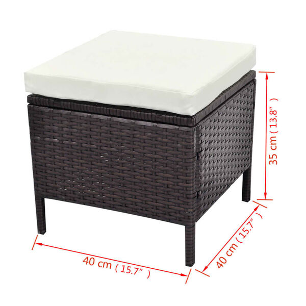 vidaXL 4 Piece Garden Lounge Set with Cushions Poly Rattan Brown