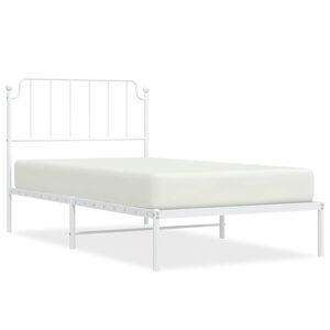 vidaXL Metal Bed Frame without Mattress with Headboard White 100x190cm