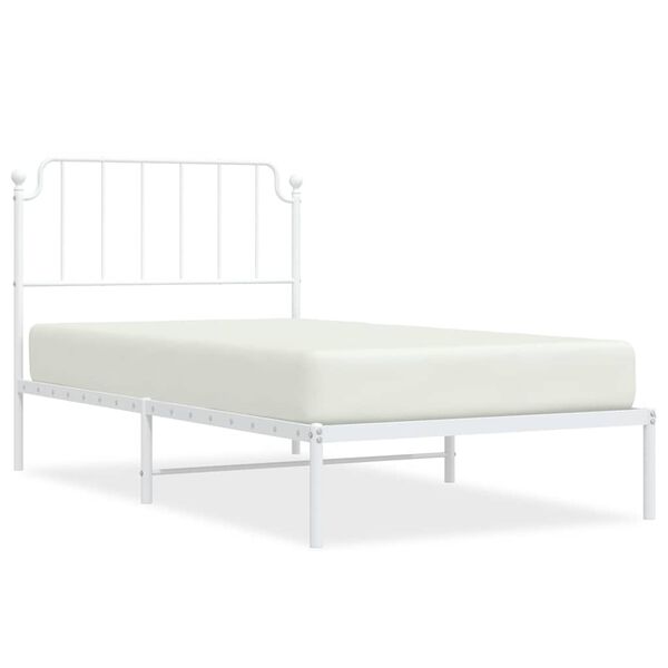vidaXL Metal Bed Frame without Mattress with Headboard White 100x190cm