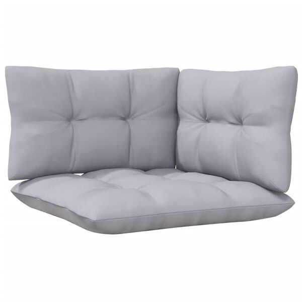 vidaXL 6 Piece Garden Lounge Set with Grey Cushions Solid Pinewood