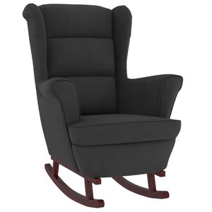 vidaXL Rocking Chair Wingback Black Velvet and Solid Wood