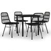 vidaXL 5 Piece Garden Dining Set Black Poly Rattan