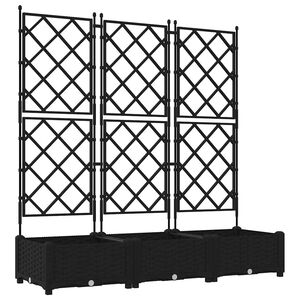 vidaXL Garden Planter 3 pcs Black 120 x 40 x 125.5 cm Plastic