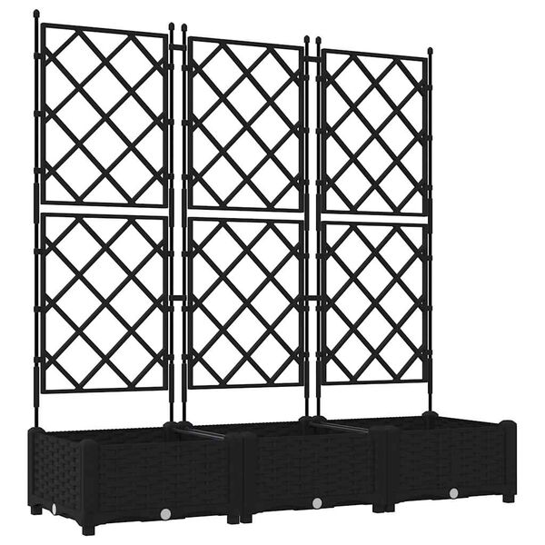 vidaXL Garden Planter 3 pcs Black 120 x 40 x 125.5 cm Plastic