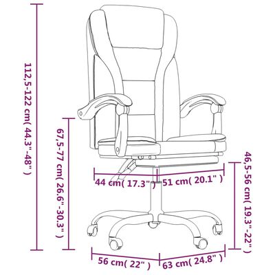 vidaXL Reclining Office Chair Grey Faux Leather