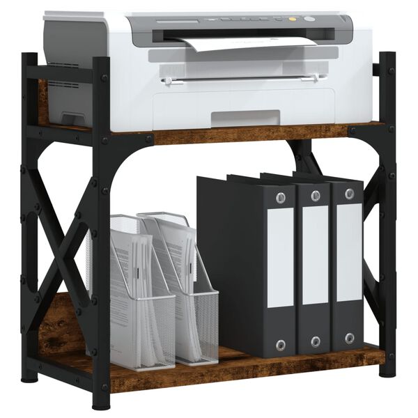 vidaXL Printer Stand 2-Tier Smoked Oak 40x20x40 cm Engineered Wood