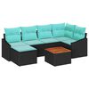 vidaXL Garden Sofa Set with Cushion 7 pcs Black Poly rattan