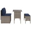vidaXL 3 Piece Garden Dining Set with Cushions Grey Poly Rattan